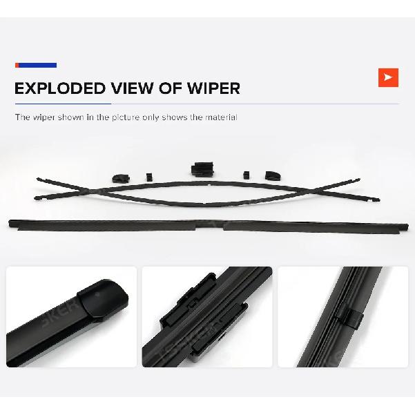 Wiper Front & Rear Wiper Blades Set For VW Tiguan MK2 2017 2018 2019 2020 2021 2022 2023Windshield Windscreen Window 26"+21"+14"