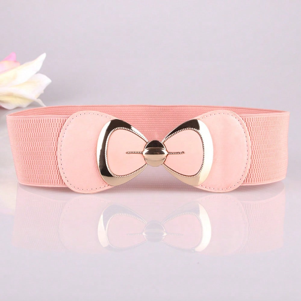 Nouvelle Mode Ceinture Polyvalente Ceinture pour Femme Ceinture Élastique à Nœud Ceinture Scellante pour la Taille 70CM rose