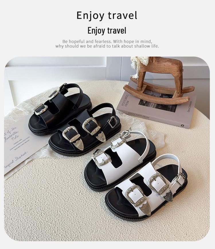 2025 Summer Versatile Girls' Princess Sandals – Soft Sole Student Beach Shoes for Kids