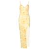 Abito Moda Estivo Donna Nuova Stampa Bodycon con Spacco Senza Maniche a Bretelle