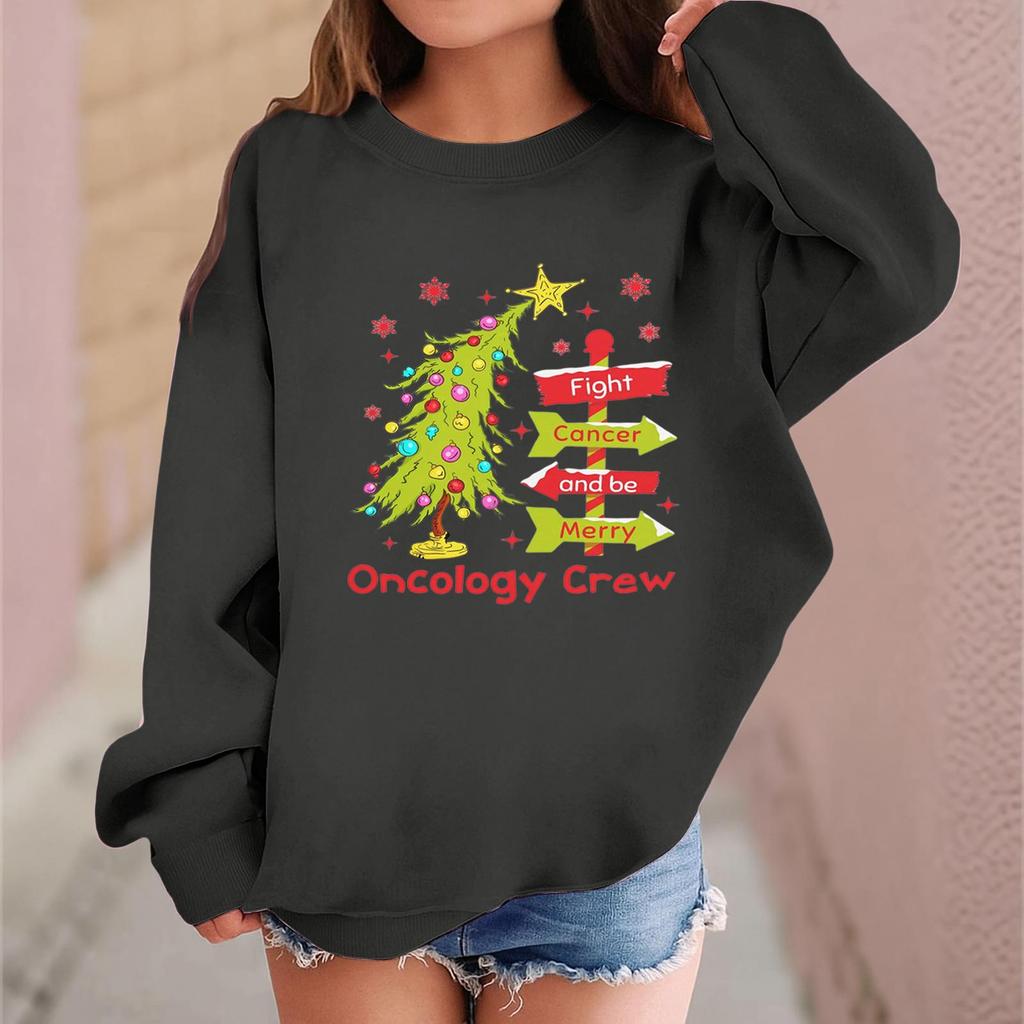 Children's Fashionable Casual Long-sleeved Loose Christmas Print Pullover Sweatshirt