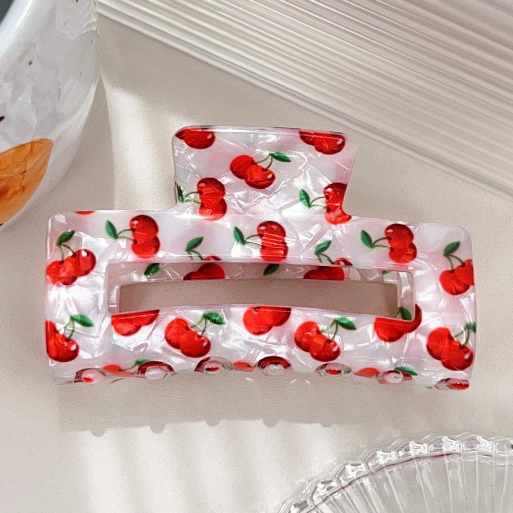 1 Stück Frische Frucht Quadratisch Hohl Acryl Haarspange, Geeignet für Dickes Haar, Mittelhohe Frisuren, Haiklammern, Haarzubehör
