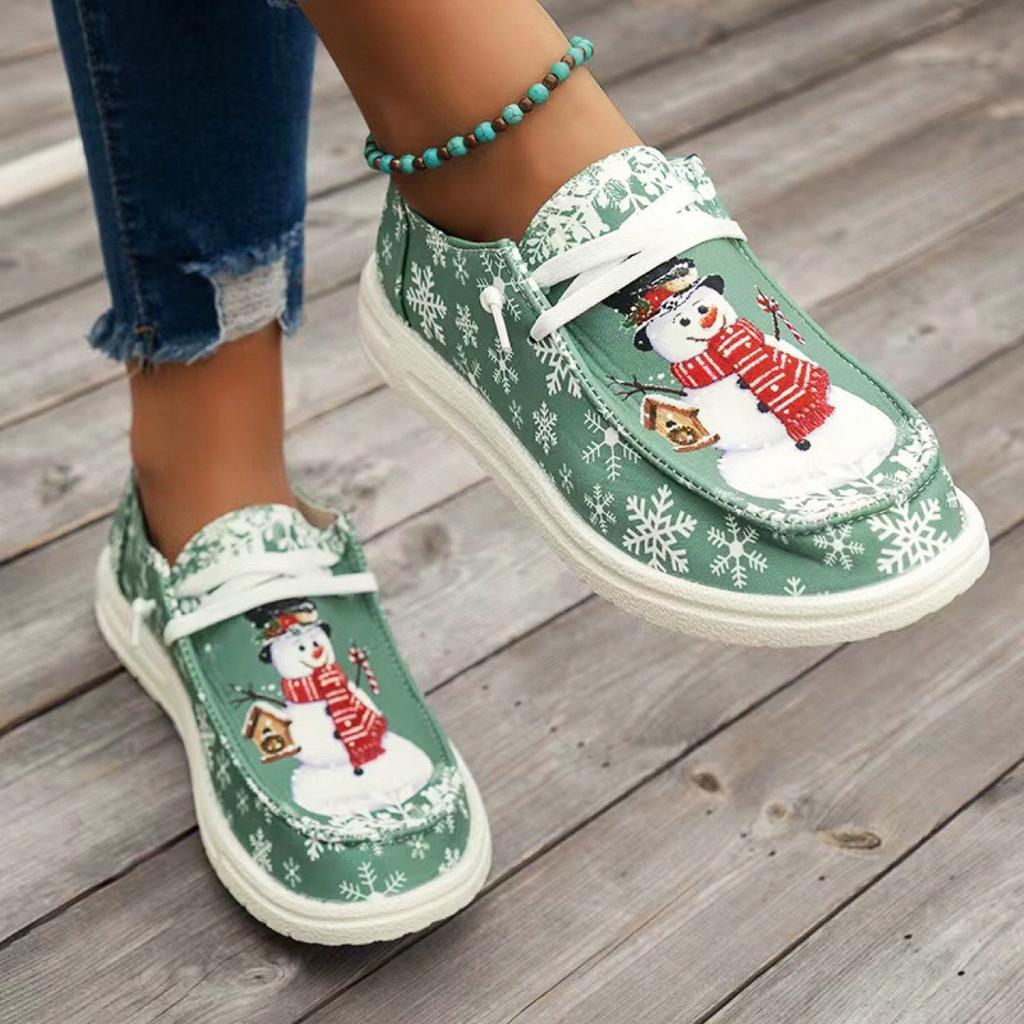 European and American Christmas snowman elf casual single shoes light large size shallow mouth new style