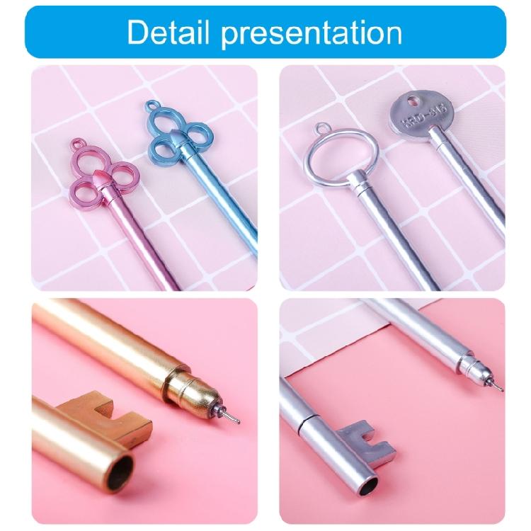 6Pcs Key Shaped Gel Pens Stocking Fillers for Student Kid Game Reward Birthday Present 0.38mm Office Writing Pen