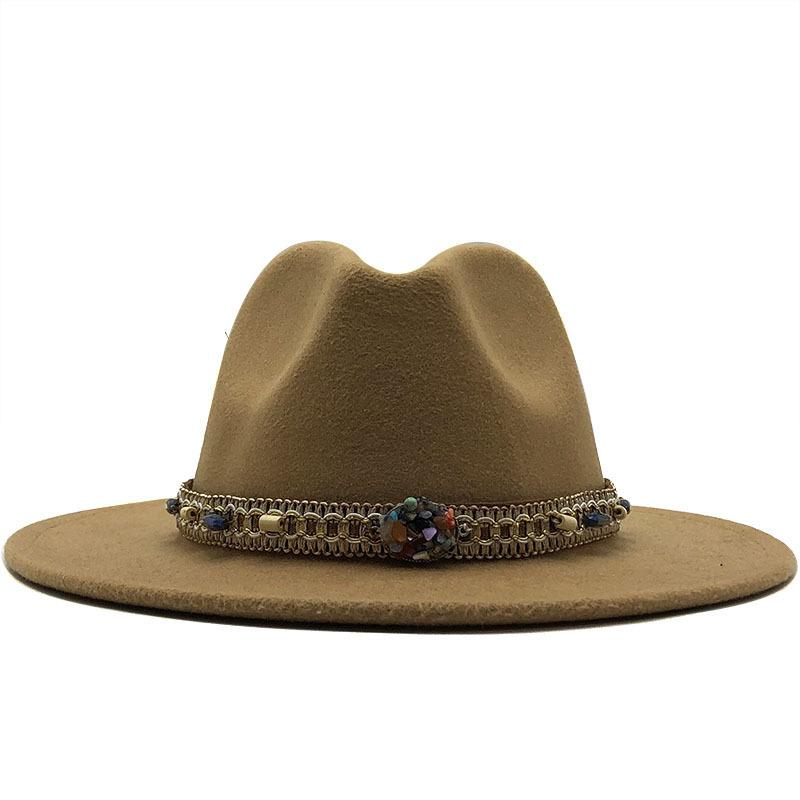 Woolen Top Hat European and American Fashion Ethnic Style Hat Flat-brimmed Big-brimmed Jazz Hat