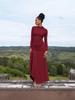 Autumn New Style Fashion Design Solid Color Crew Neck Asymmetrical Hem Slim Fit Dress