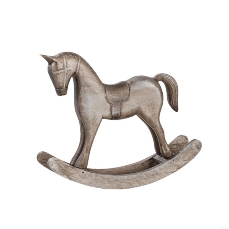 

Wooden Rocking Horse Statue Durable Base Handmade Crafts Art X3UC
