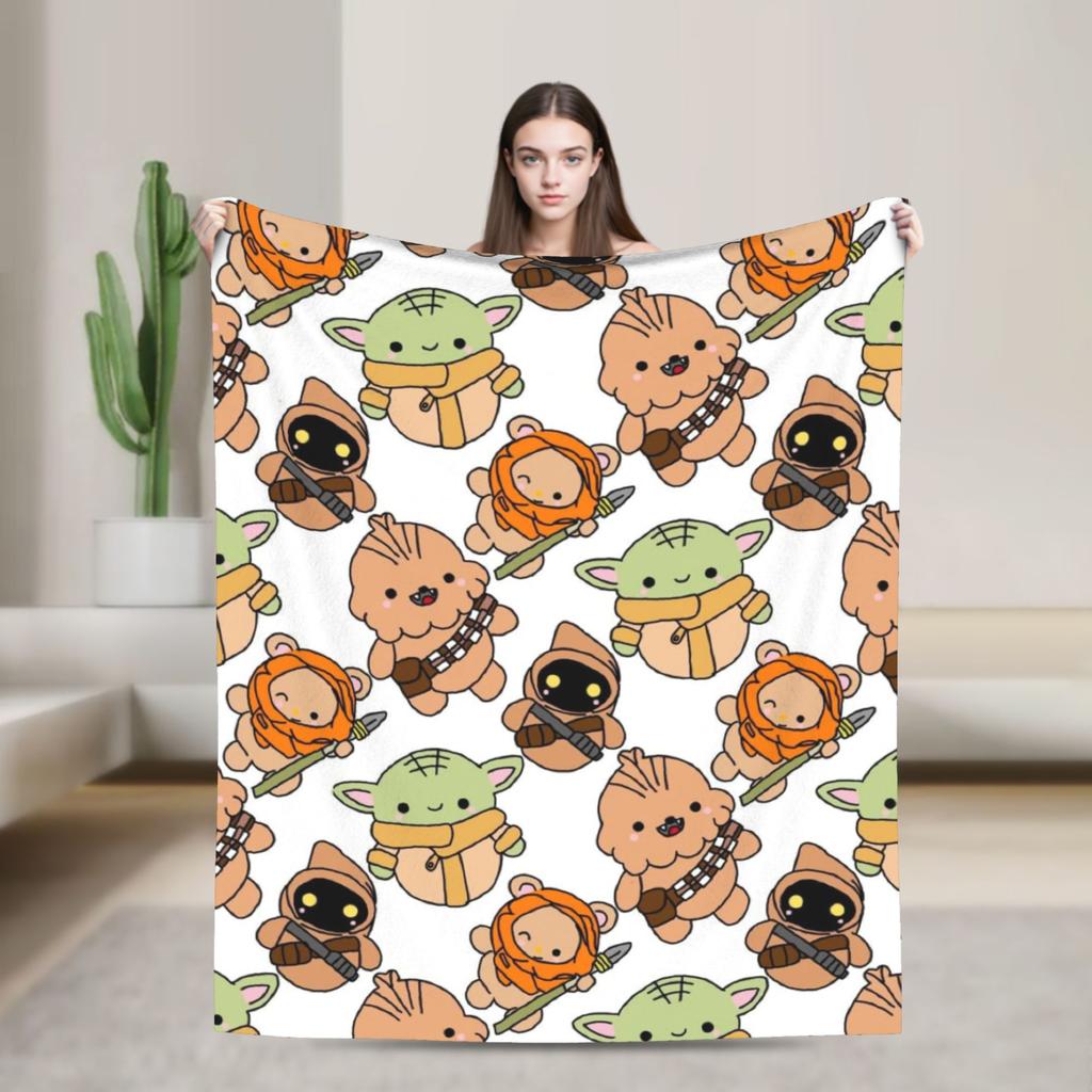Grogu W-Warss Baby Yodas Blankets  Camping Flannel Throw Blanket For Living Room Warm Custom DIY Quality Bedspread