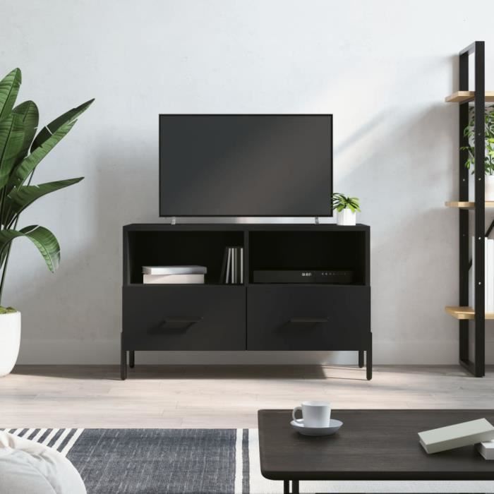 VidaXL Meuble TV Noir 80x36x50 cm Bois d'ingénierie 828981