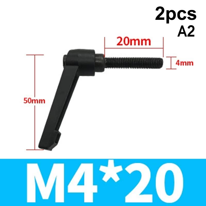 2Pcs M4 M5 M6 M8 Clamping Lever Machinery Adjustable 7-Shaped Handle Locking External Male Thread Knob