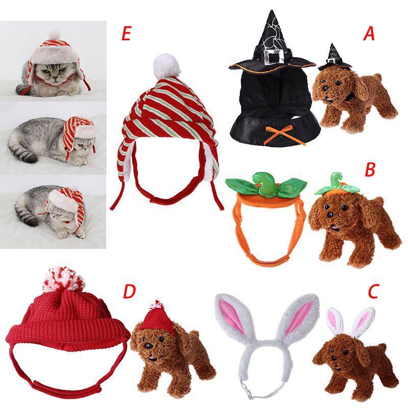 Versatile Halloween Xmas Pet Cat Dog Teddy Plush Hat Wizard Pumpkin Headgear Caps