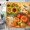 Thanksgiving Shower Curtain,Cartoon Turkey And Autumn Leaves Shower Curtain For Bathroom Decor Polyester Waterproof Bath Curtain