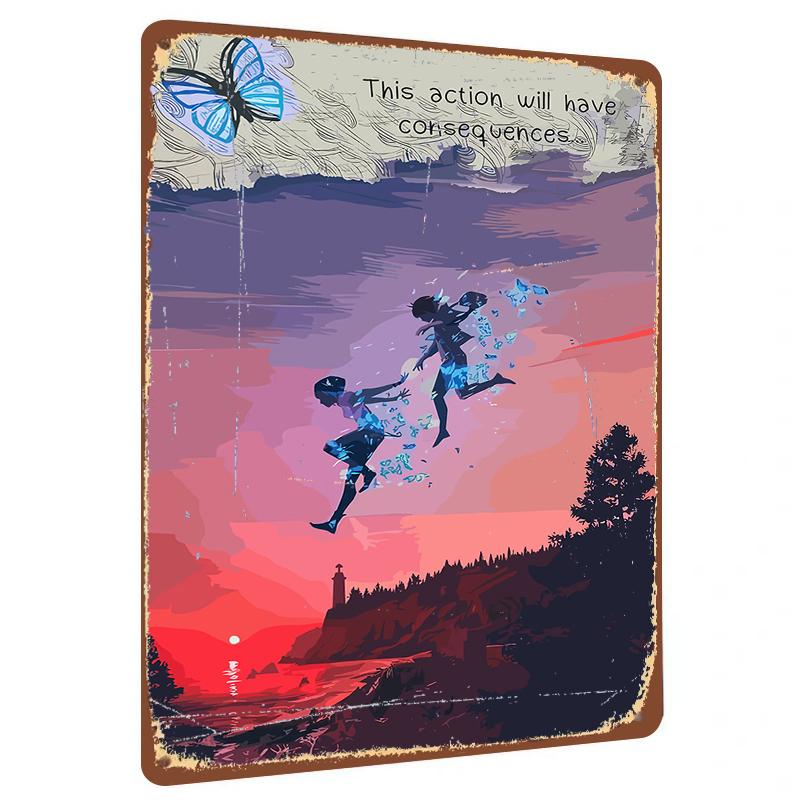 

Dream Butterfly Silhouette Metal Wall Art Decorative Painting for Living Room 20x30cm（7.8x11.8inch）