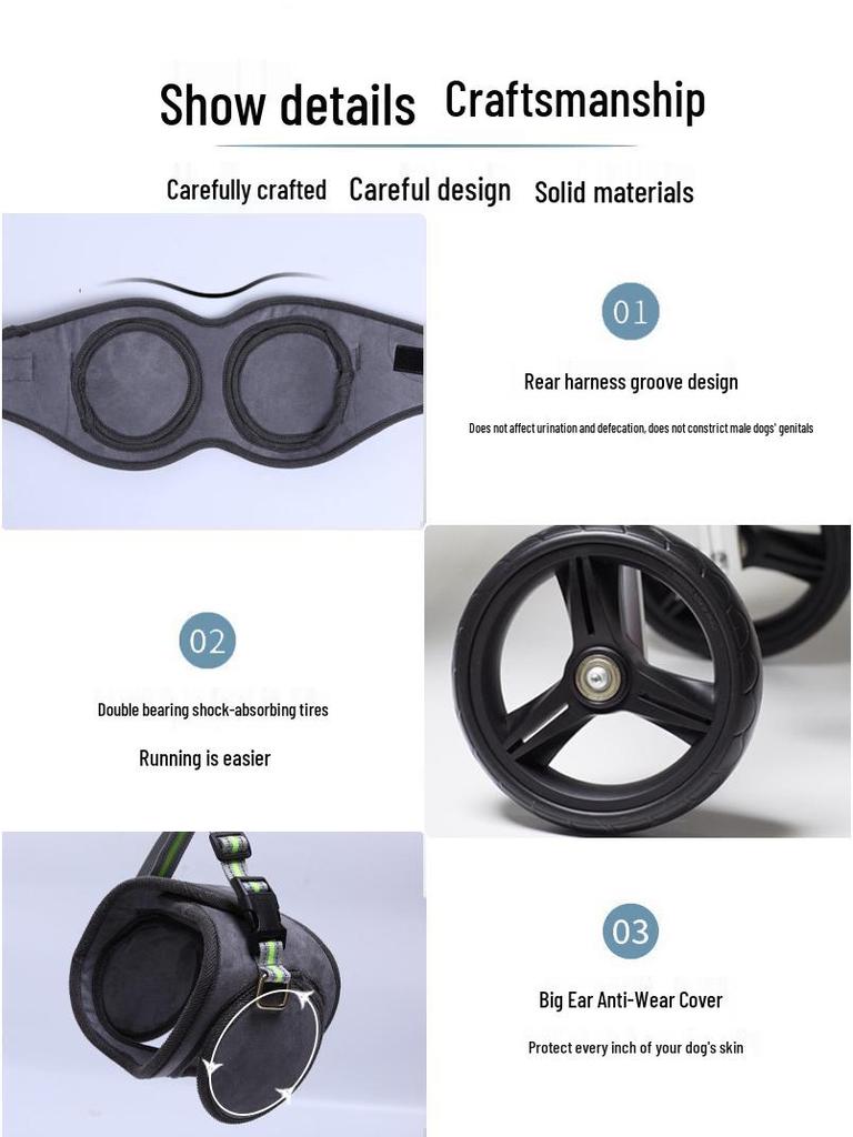 Dog Wheelchair and Pet Stroller for Hind Leg Support, Disability, Elderly Care, Mobility Aid – Urination and Defecation Unaffected