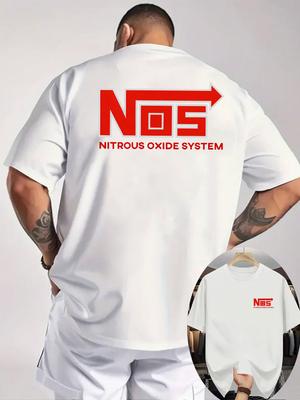 Το Νέο Καλοκαιρινό Ανδρικό Casual T-shirt με Στρογγυλή Λαιμόκοψη Κορυφή Διαθέτει Σχέδια Συστήματος Αζώτου NOS Τυπωμένα και στις Δύο Πλευρές, Μπροστά και Πίσω