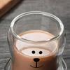 300ml Kreativer Bär Doppelbecher Personalisierte Kaffeetasse mit Deckel Transparente Glas Kaffeetasse Niedliche Cartoon Bernstein Bär Tassen