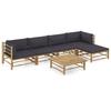 Exclusive House - 6-piece Garden Furniture Set with Dark Grey Cushions Bamboo