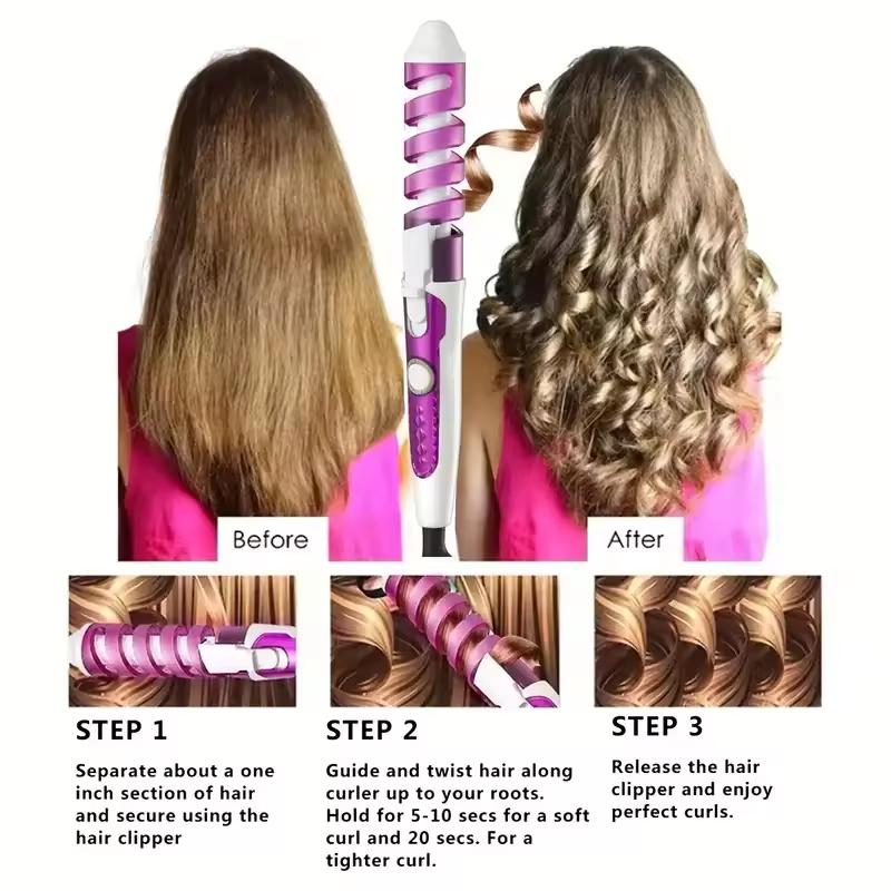 Portable ceramic spiral curling irons curling rods easy-to-operate wavy curling combs curling irons household styling tools Good product 1