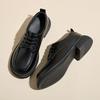 New black retro women's platform single shoes, soft-soled lace-up small leather shoes