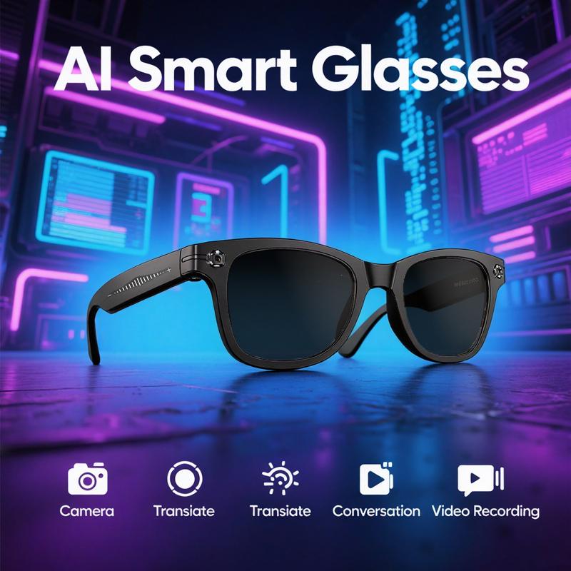 Smart AI Glasses Shooting Camera 1080HD Photo Call Translation Waterproof Bluetooth Sunglasses Touch Control Sun Glasses UV400