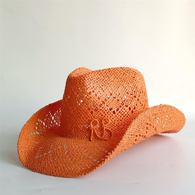 Yellow Western Cowboy Straw Hat Letter Straw Hats For Women Men Summer Outdoor Holidays Beach Sun Hat For Women Sombrero