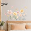 Boho Style Flower Wall Decor 2Pcs Watercolor Flowers Sticker PVC Waterproof Floral Decal with Butterflies Removable Decorative Decals for