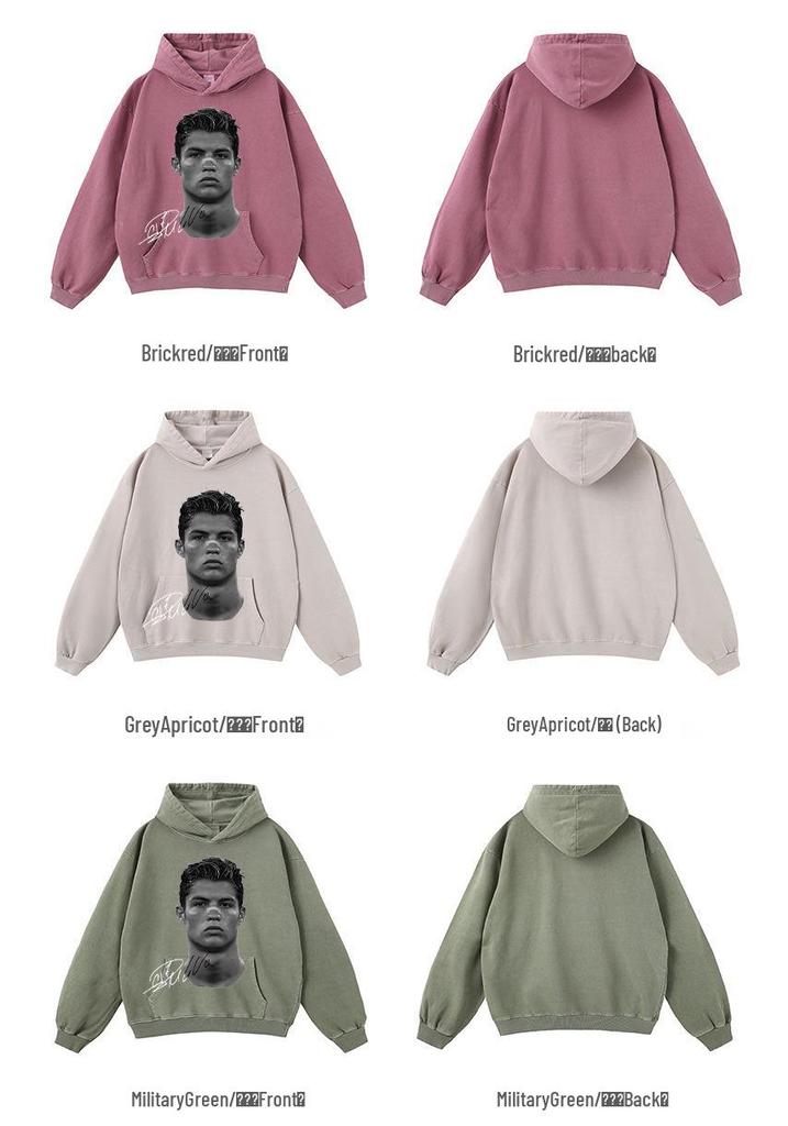 Autumn/Winter 420G Street Football Print Heavyweight Pullover Hoodie