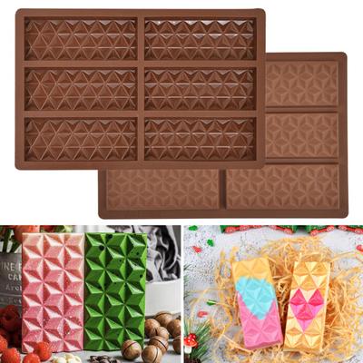 6 Cavities Chocolate Mold Rectangular Shaped Silicone Candy Bar Mold Non-Stick