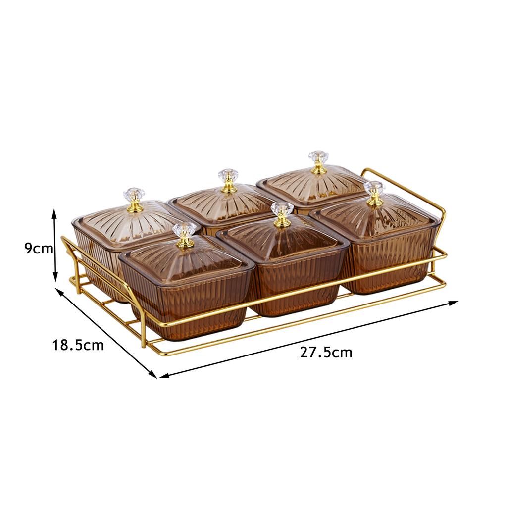 6 Bowls/Set Ried Fruit Salad Nuts Plate Snack Dishes Acrylic Dessert Jar Storage Dish Candies Container for Home Kitchen