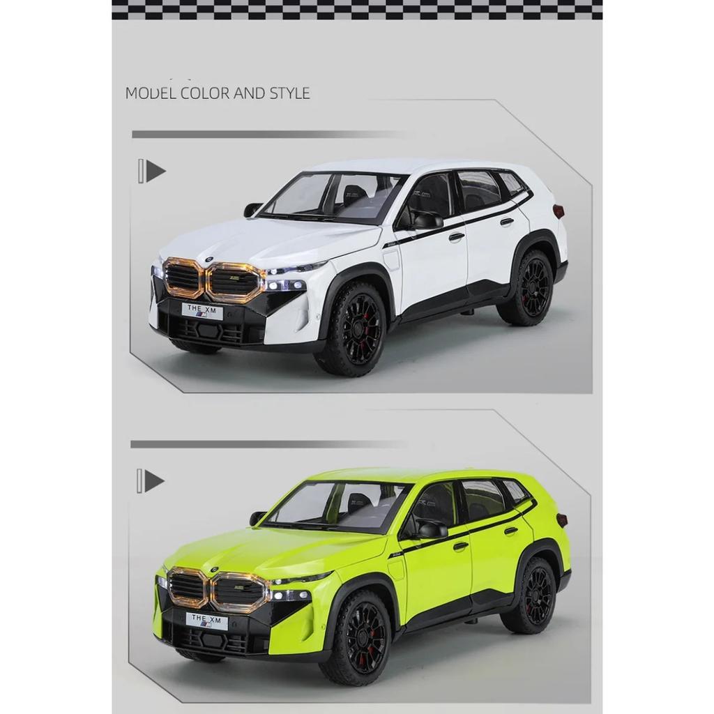 1/24 BMW The XM SUV Alloy Sports Car Model Diecast Metal Toy Car Vehicles Model Simulation Sound and Light Collection Childrens Gift