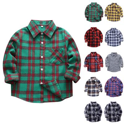 Kids Toddler Flannel Shirt Jacket Plaid Long Sleeve Lapel Button Down Shacket Baby Boys Girls Fall Shirt Coat Outwear