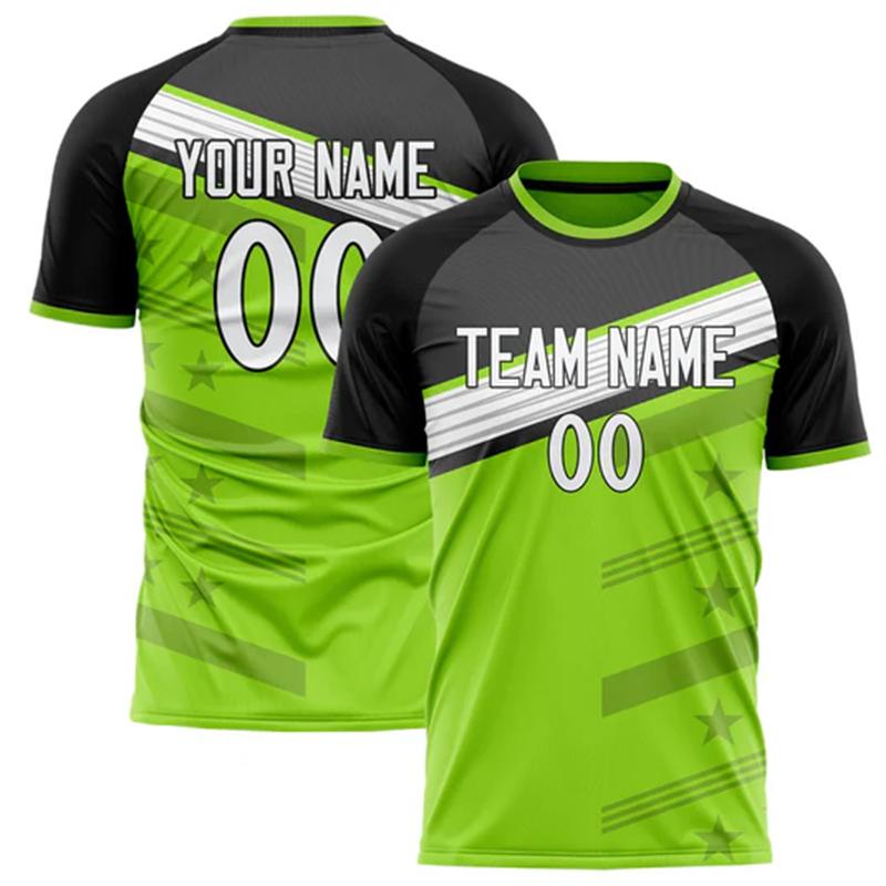 Přizpůsobené Fotbalové Tričko s Názvem Týmu a Číslem Personalizované DIY Kulatý Výstřih Černé Sportovní Trička Volné Rychleschnoucí Týmové Uniformy