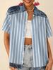 Love printed short-sleeved shirt women's summer loose casual lapel shirt retro niche top