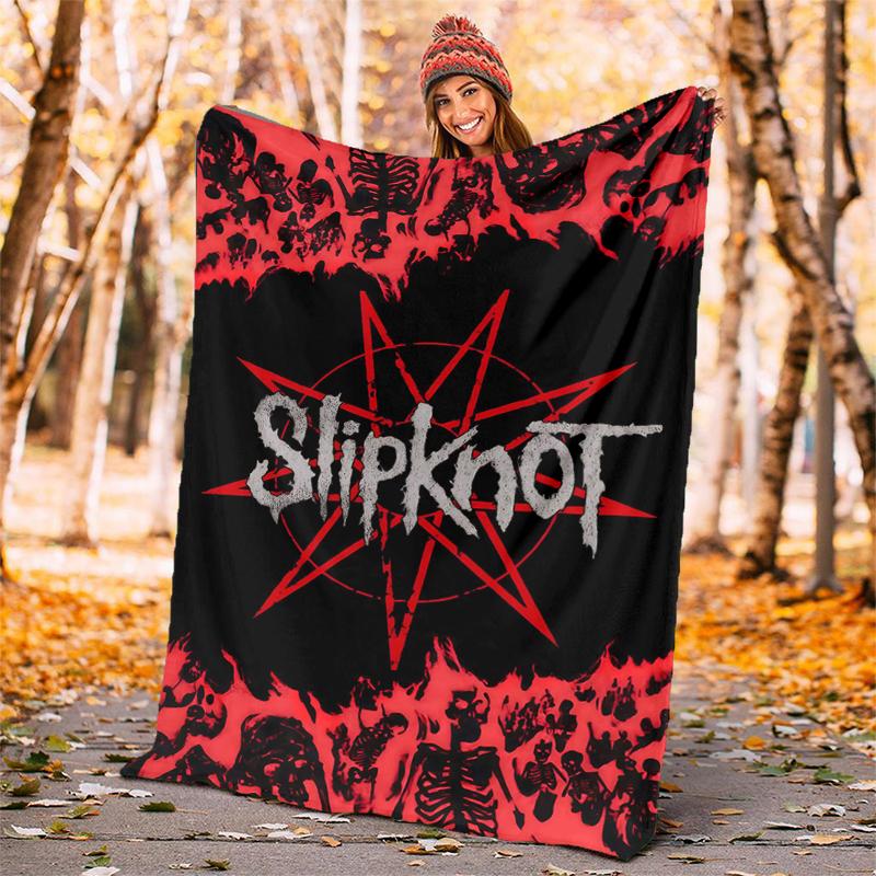 Slipknot Flannel Blanket Soft All-Season Throw, Design for Camping, Car Travel, Hiking Sofa, Bed, Office Perfect Gift for Parties