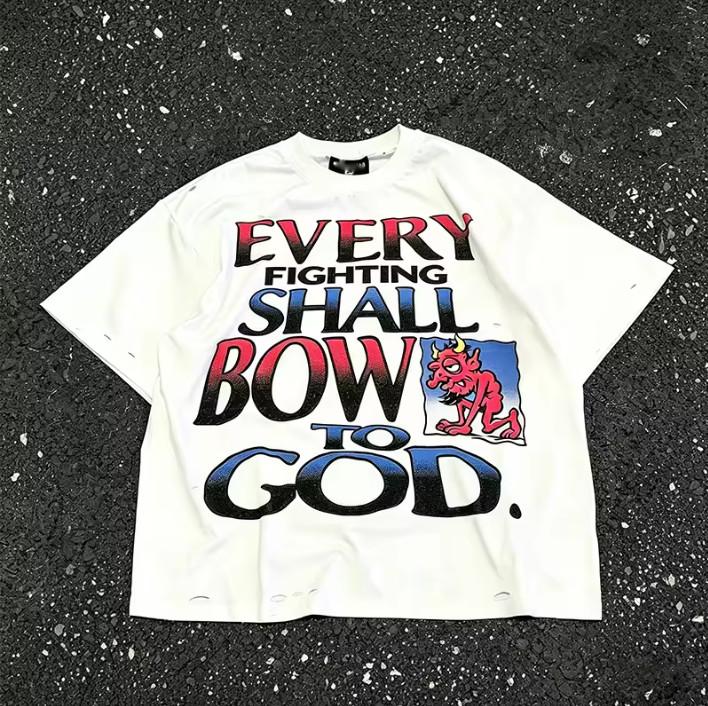 Vintage Y2K Typography T- Heavy Graphic Tee Streetwear Devil White Unisex T-Shirt XXXL