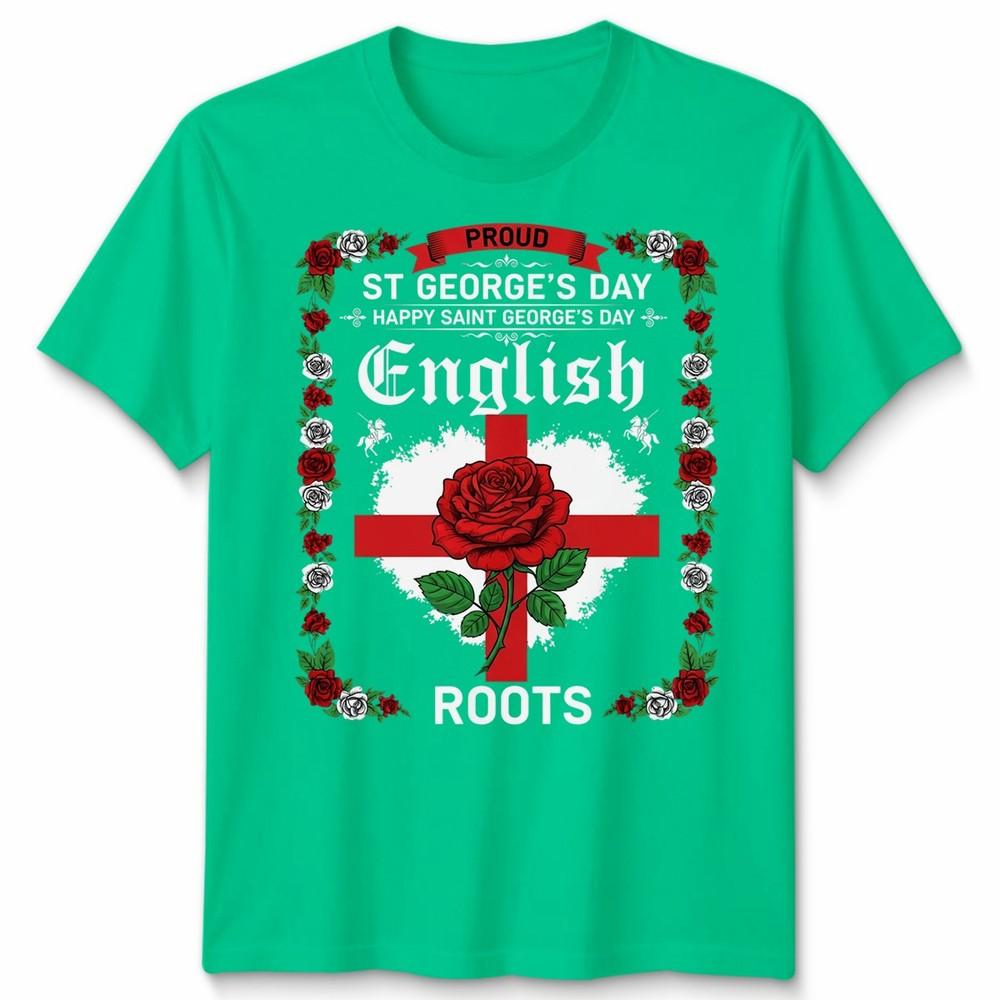 English St Georges Day Idea For Unisex Rose English Flag Tshirt S