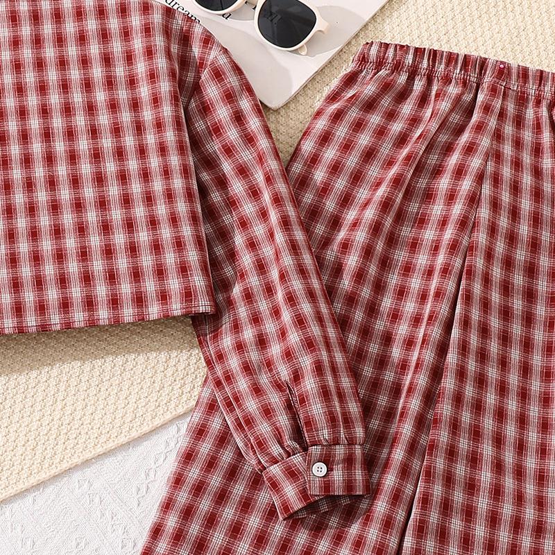 8-12J Mädchenbekleidung Kinder Frühling/Herbst Neuer Stil V-Ausschnitt Langarm Oberteil + Lässige Hose