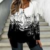 Women Plus Size Square Neck Long Sleeve T Shirt Double Layer Front Earthy Rust Harvest Floral Printed Loose Blouse