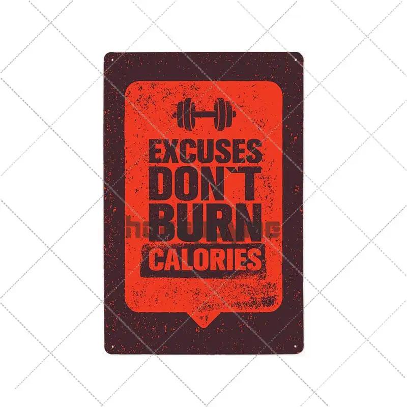 Gym Rule Metal Sign Fitness Motivational Quotes Poster Work Out Plaque Man Cave Pub Bar Wall Decorative Vintage Plate 20x30cm