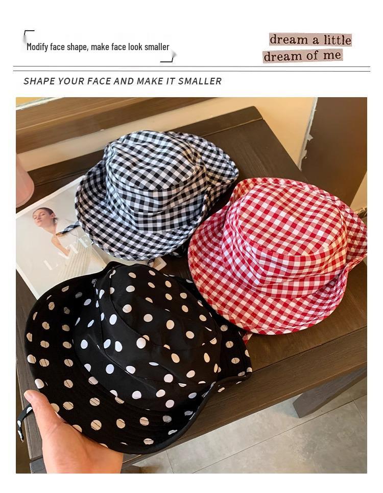 Women's Japanese Plaid Lace-up Fisherman Hat: Summer Wide Brim UV Sun Protection
