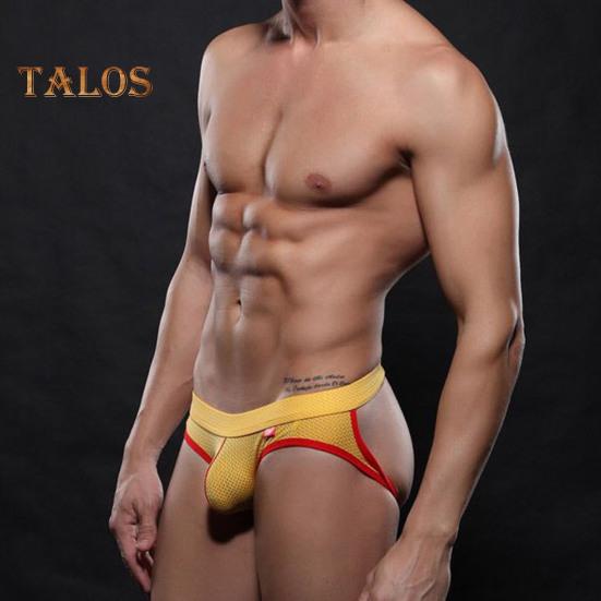 Men Briefs Low-rise U-Convex Patchwork Color Thong Breathable Mesh Hip Lifting Fine Stitching Underwear