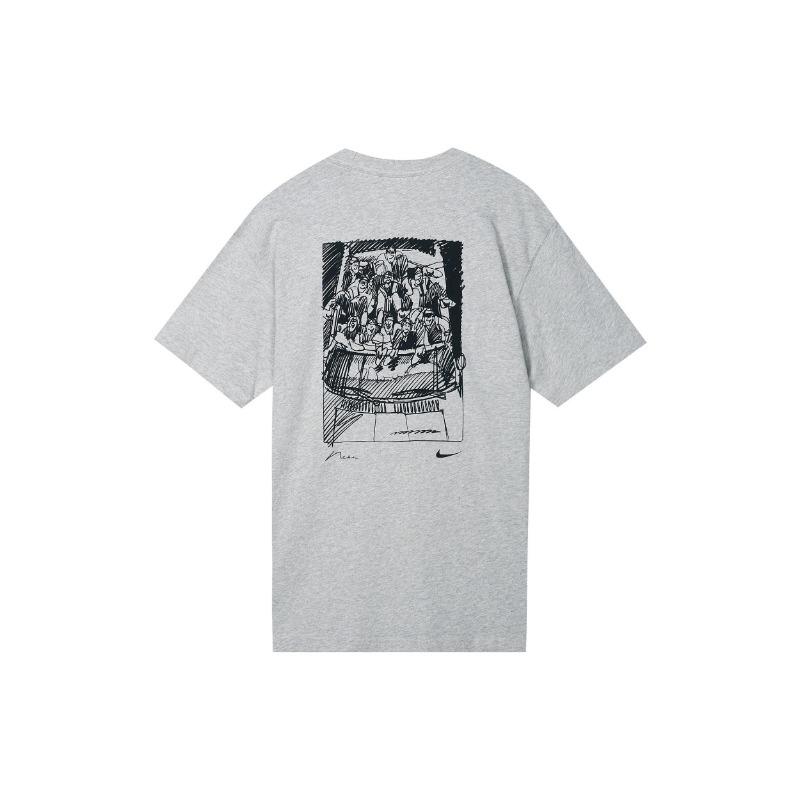 Nike SB Graffiti Print Round Neck Short Sleeve T-Shirt Men Tops Light-Grey DR7768-050