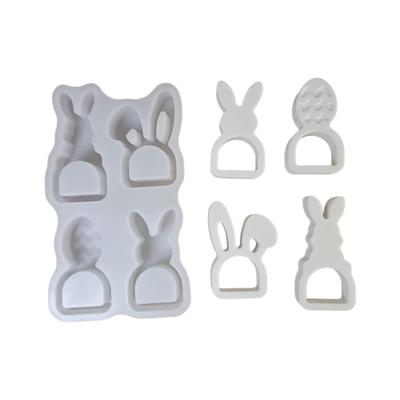 Food Grade Silicone Easters Sitting Rabbits Mould For Candle Making Home Decoration Craft Art