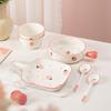 Strawberry Ceramic Bowl & Plate Set: Cute, Girly Dinnerware for Kids' Meals