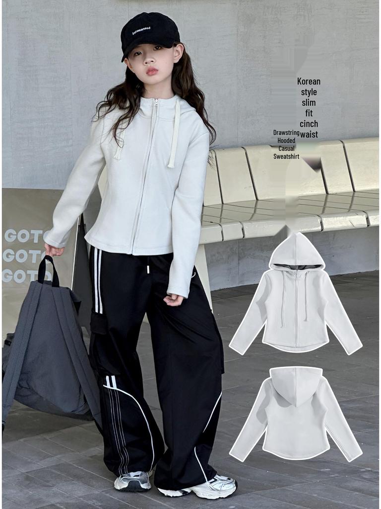 Girls' Slim-Fit Hooded Jacket - Autumn 2025 Fashionable Style for Big Kids