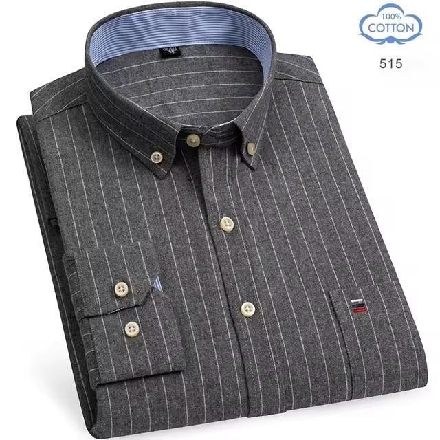 100% Reine Baumwolle Oxford Hemden für Herren Langarm Kariertes Hemd Gestreiftes Männliches Business Karriertes Rotes Hemd Herren Designer Kleidung 7XL