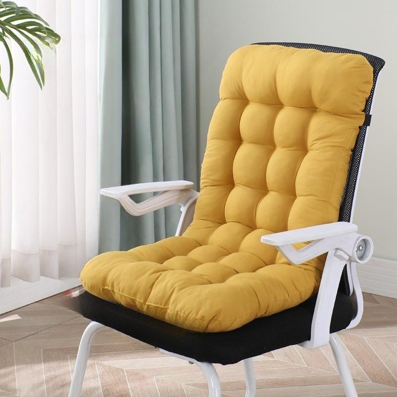 Solid Color Stitching All-in-one Chair Cushion PP Cotton Student Dormitory Backrest Lumbar Protect Waist Mat All-season Thick Office Chair Buttock Pad