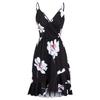 Women Casual Print V-Neck Sleeveless Sling Dress