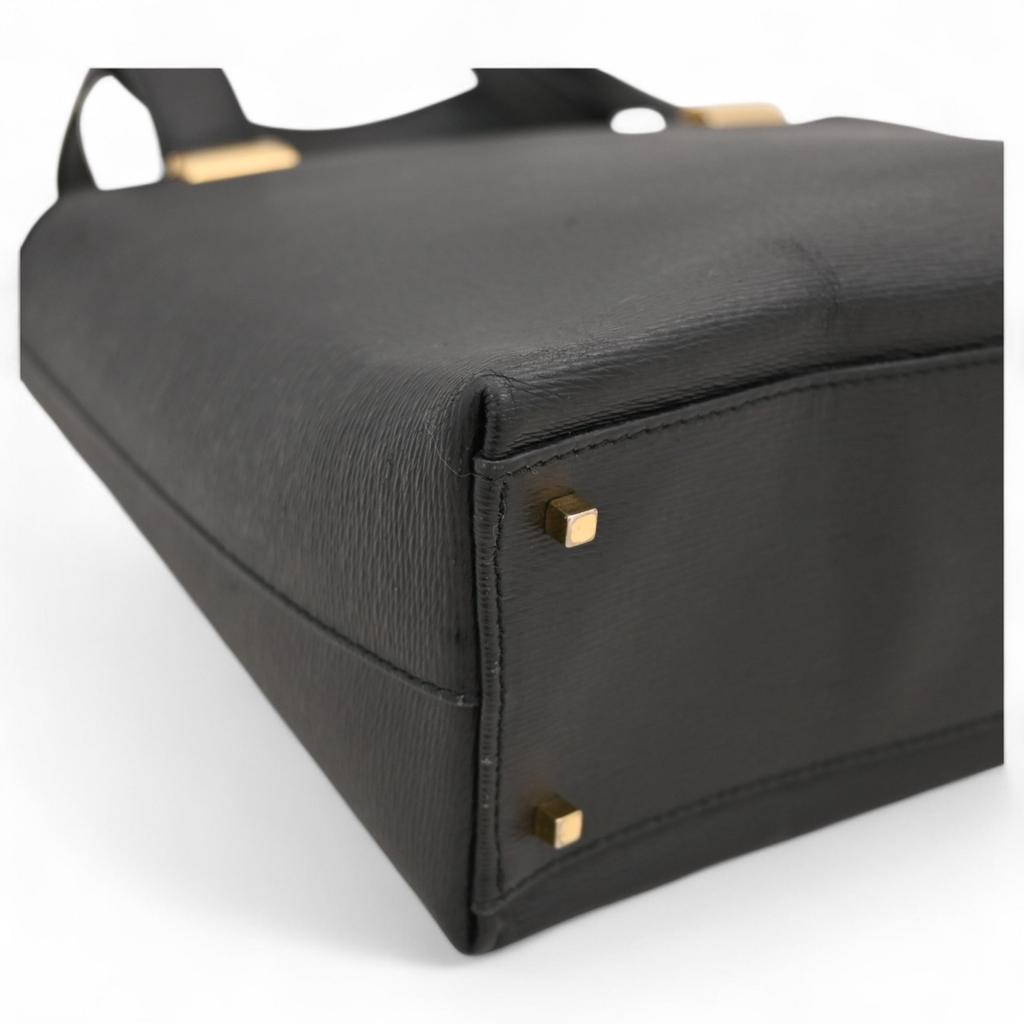 Authentische Ferragamo 2-Wege-Handtasche schwarzes Leder sf5608cc