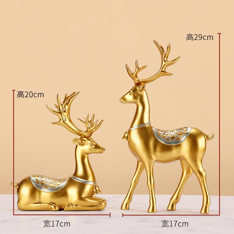 1 Pair of Resin Deer Ornaments, High-end Creative Wine Cabinet Living Room Office Desktop Decoration Housewarming Gift